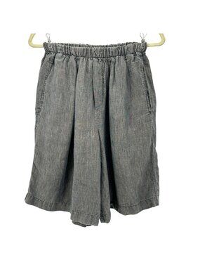 CP Shades Sausalito Womens Small Shorts Linen Gray Pull On Pockets Culottes